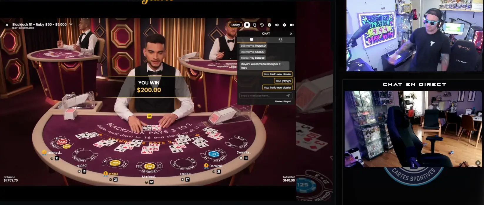 Sebwellz analysant une main de Blackjack